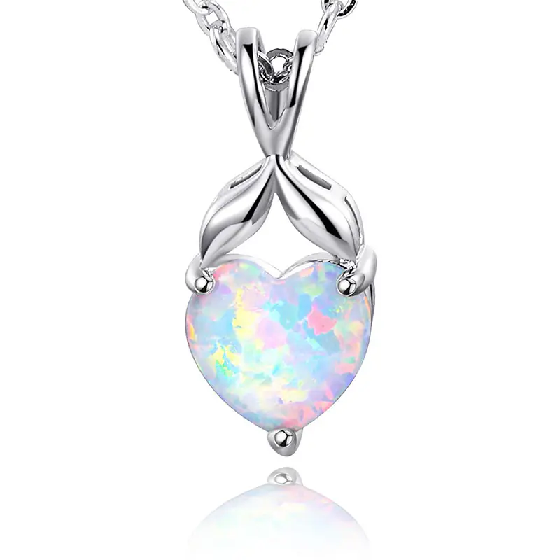 New Trendy Heart Brass Opal Necklace Pendant OEM