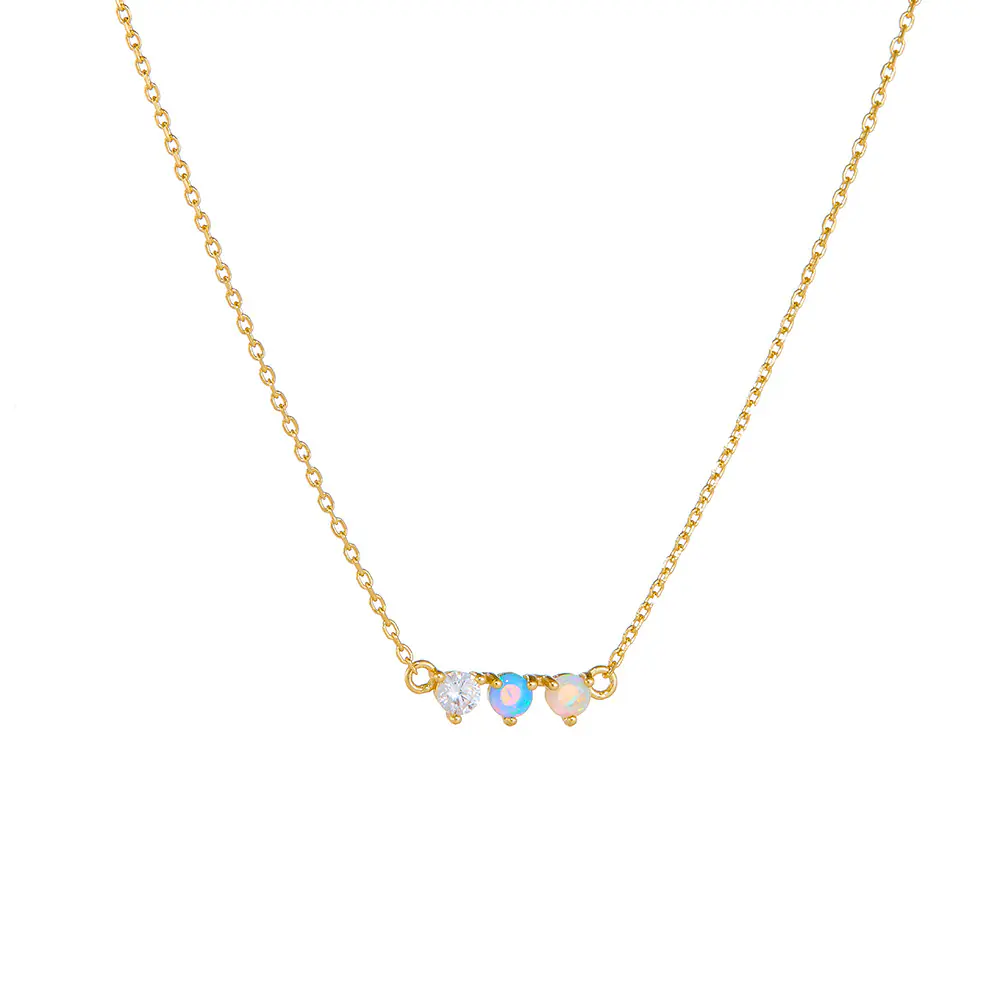 Colored Opal S925 Sterling Silver Chain Necklace OEM