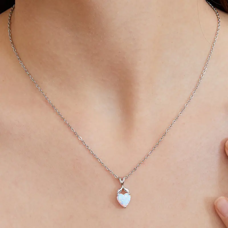 New Trendy Heart Brass Opal Necklace Pendant OEM