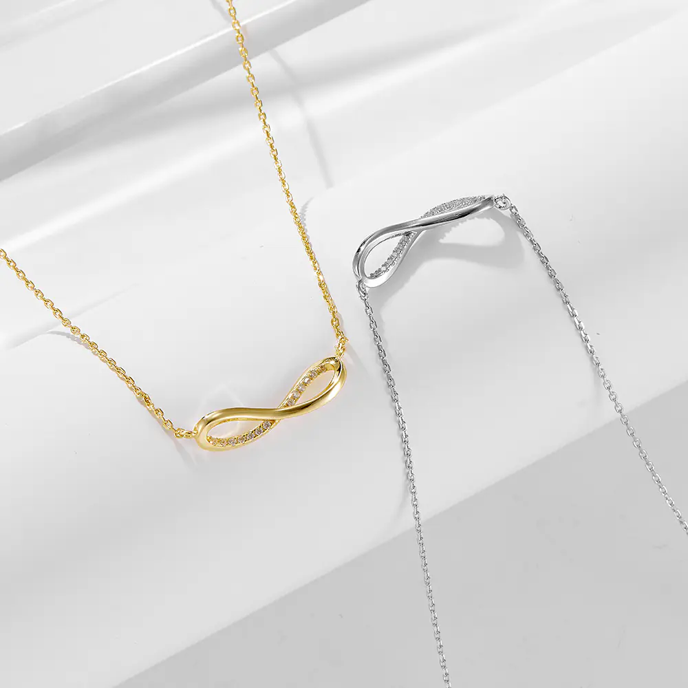 Fashion S925 Sterling Silver CZ Infinity Necklace Factory