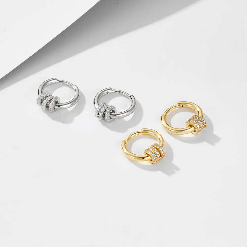 Light Luxury 925 Silver CZ Hoop Earrings Manufacture