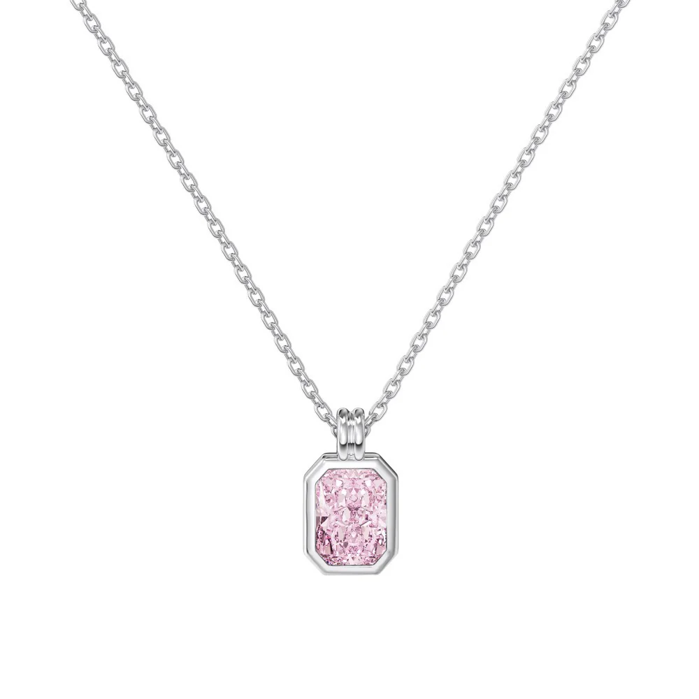 925 Sterling Silver Pink CZ Rectangle Pendant Wholesale