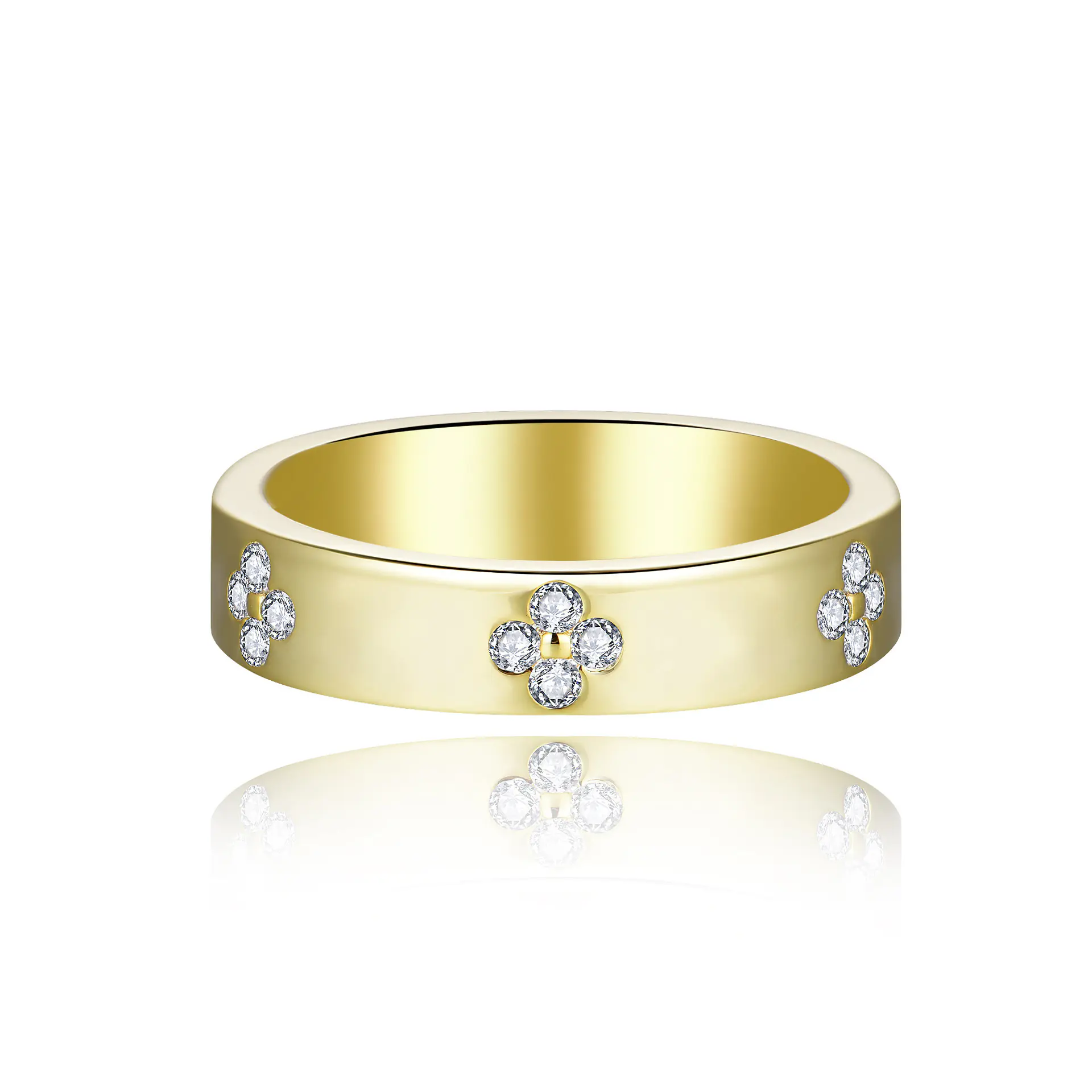 Hot-Selling 925 Silver VVS Moissanite Clover Band Ring Manufacturer
