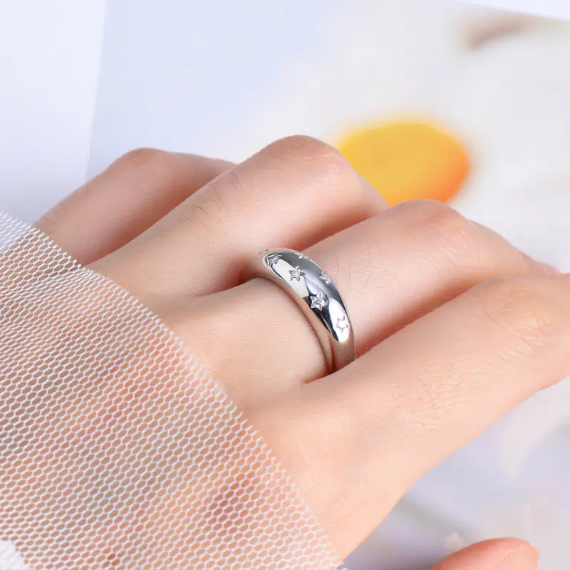 925 silver five-pointed star moissanite ring ODM