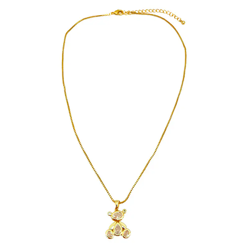 Cartoon three-dimensional bear copper zircon pendant Wholesale