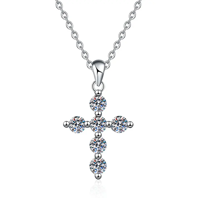 925 Silver VVS Moissanite Cross Pendant Wholesale