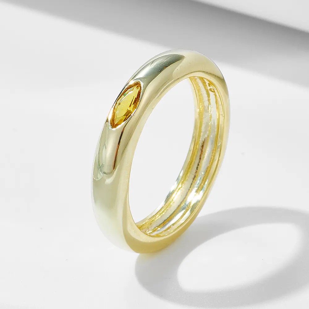 New Trendy S925 Silver Yellow CZ Ring Wholesale