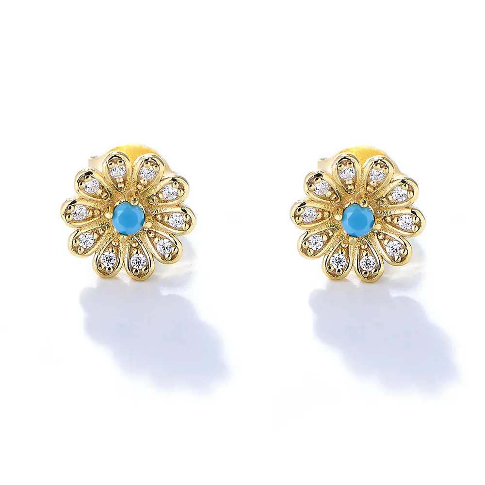 New S925 Sterling Silver Sunflower Stud Earrings Bulk