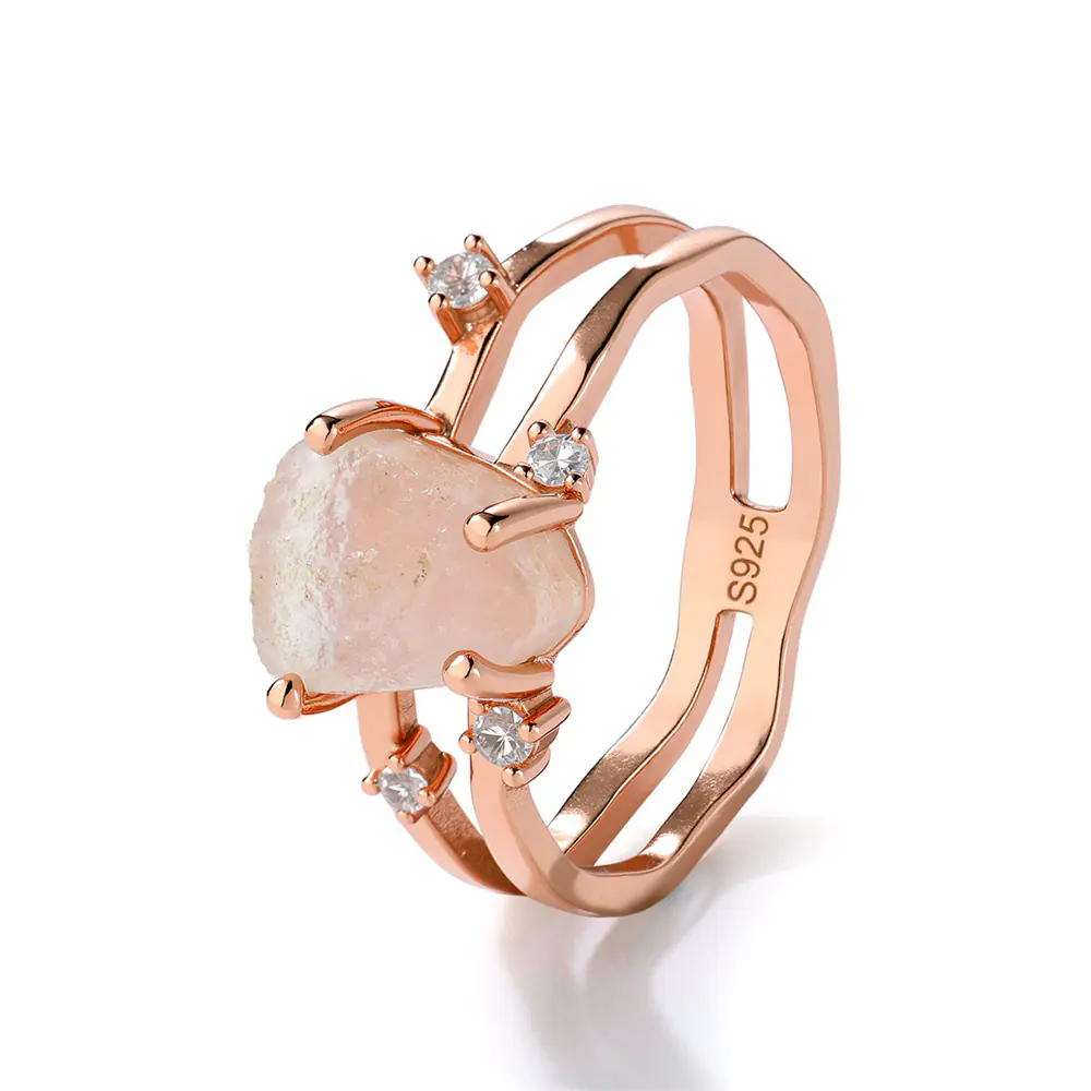 Fashion 925 Silver Pink Moonstone Ring Wholesale