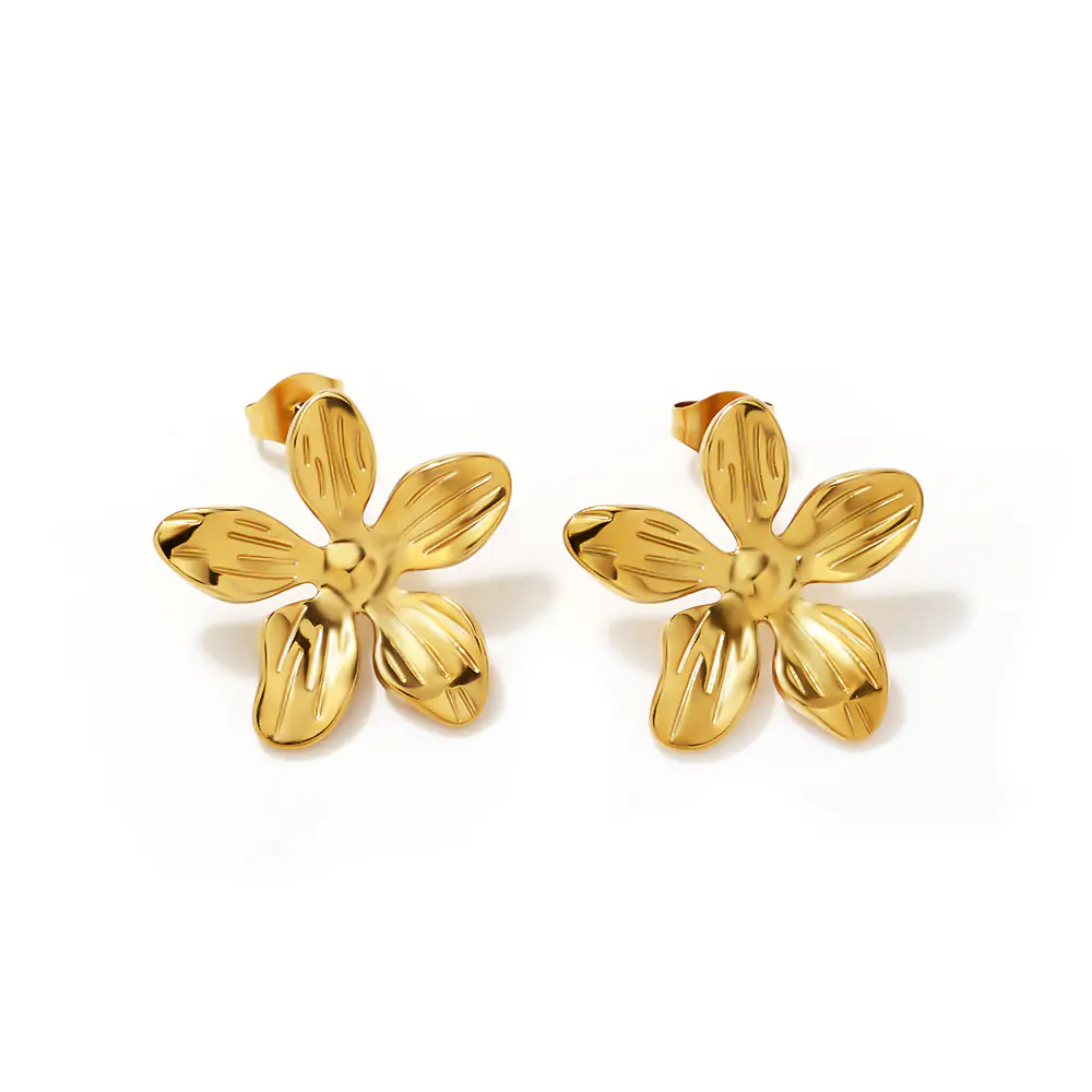 Gold Plated 316L Stainless Steel Flower Earrings Wholesale