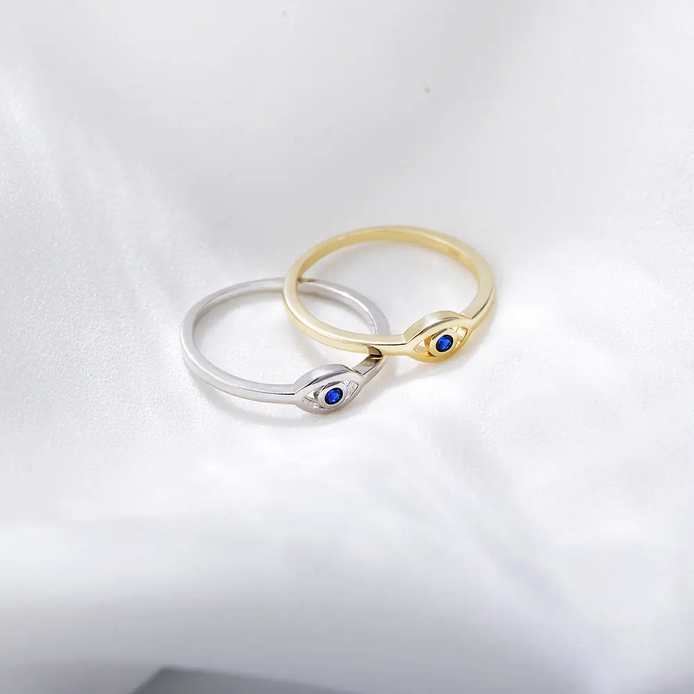 Fashion Evil Eye S925 Sterling Silver CZ Rings Wholesale