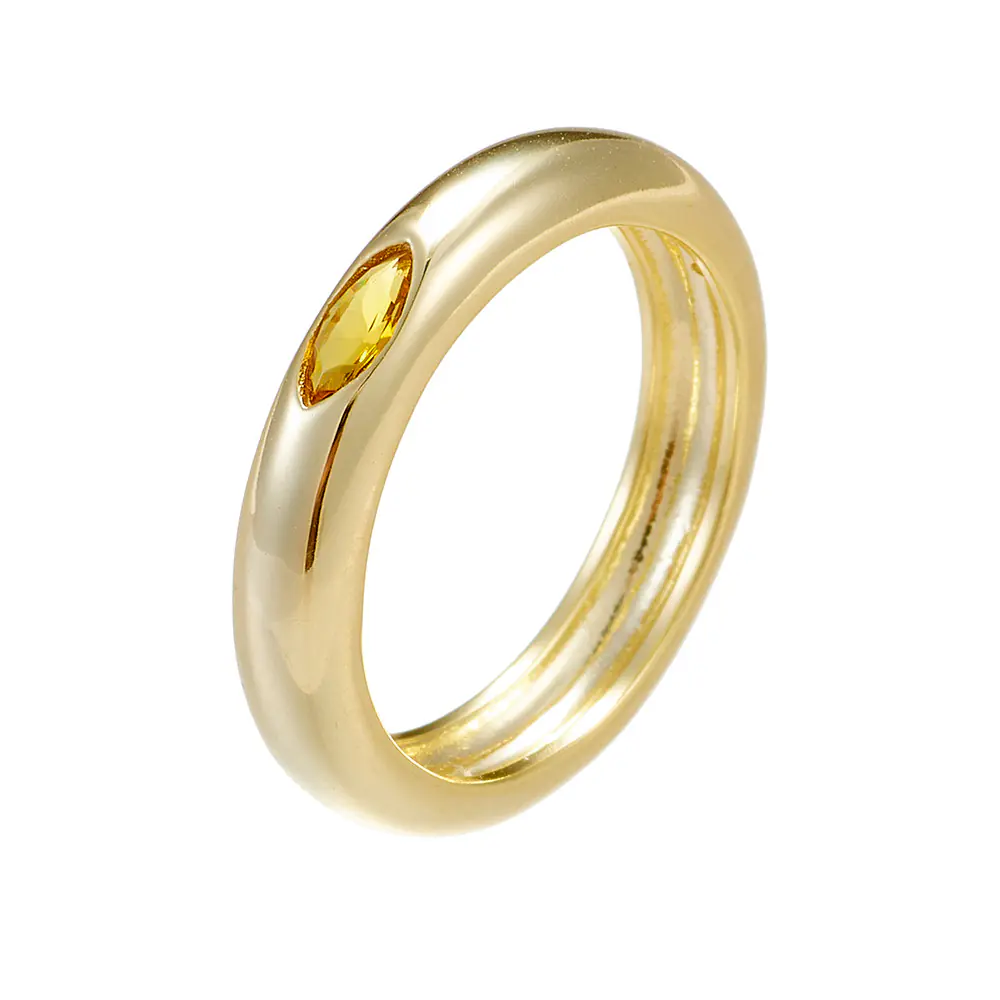 New Trendy S925 Silver Yellow CZ Ring Wholesale