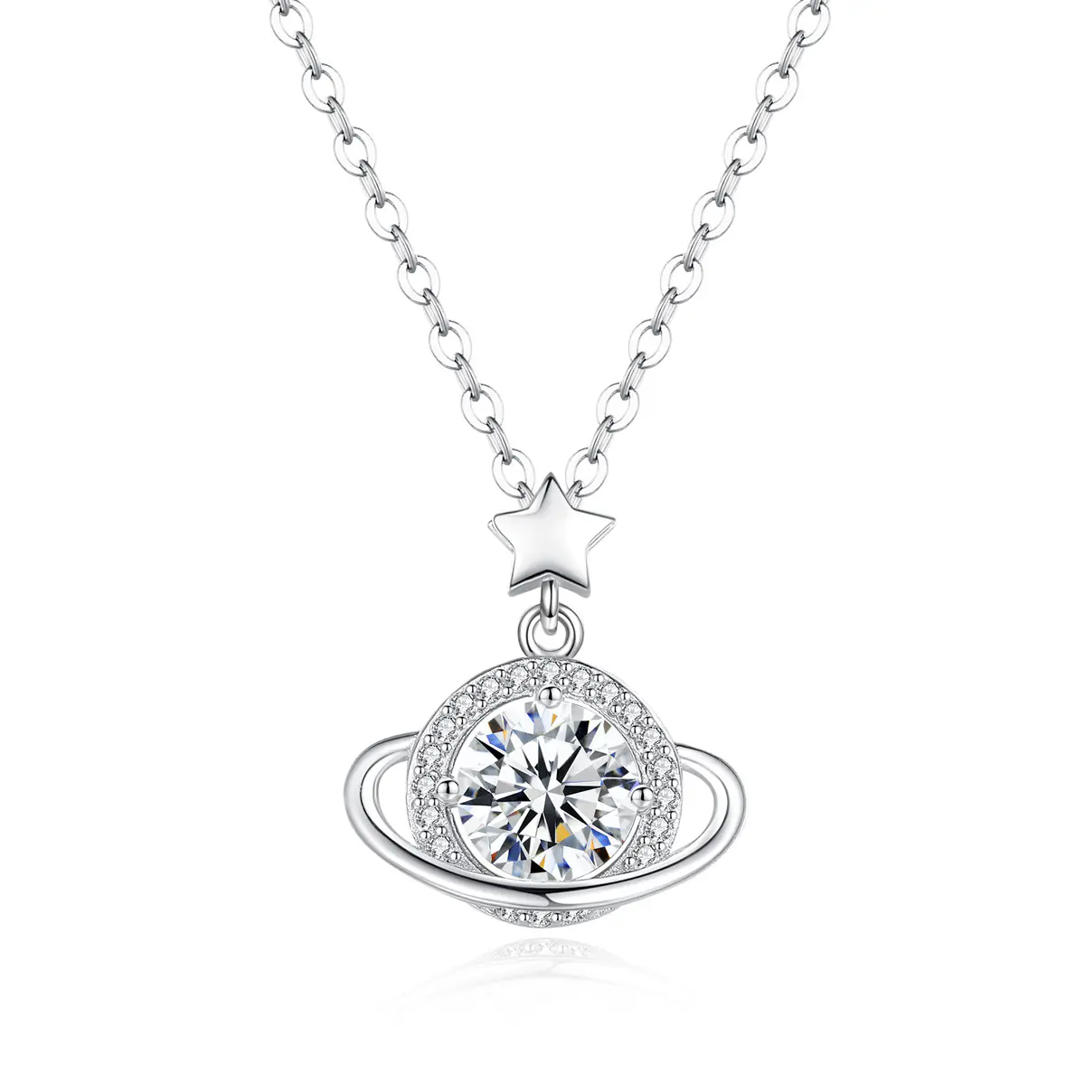New S925 Sterling Silver Moissanite Planet Necklace Wholesale