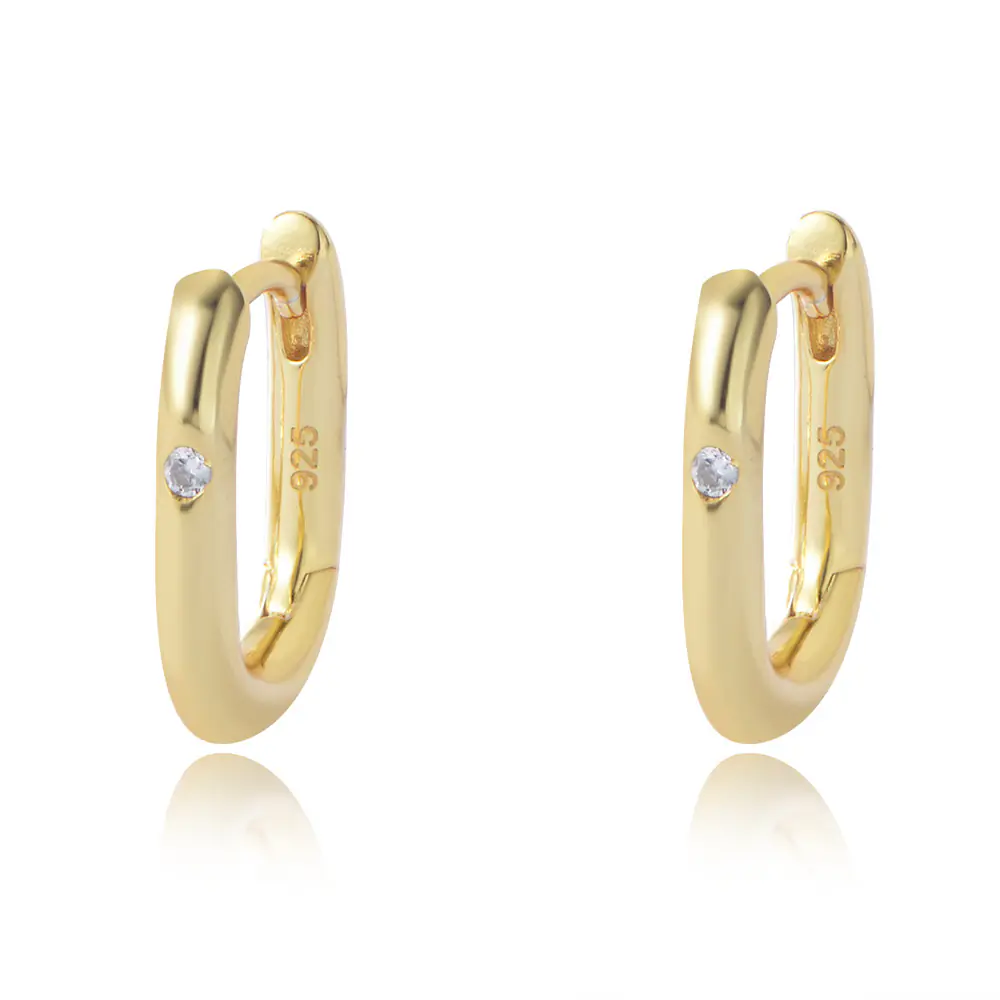 Simple 925 Sterling Silver CZ Hoop Earrings ODM