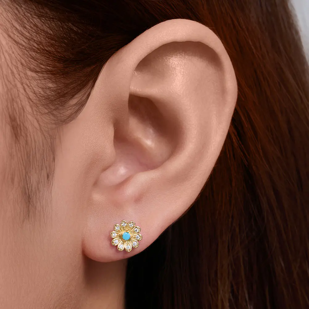 New S925 Sterling Silver Sunflower Stud Earrings Bulk