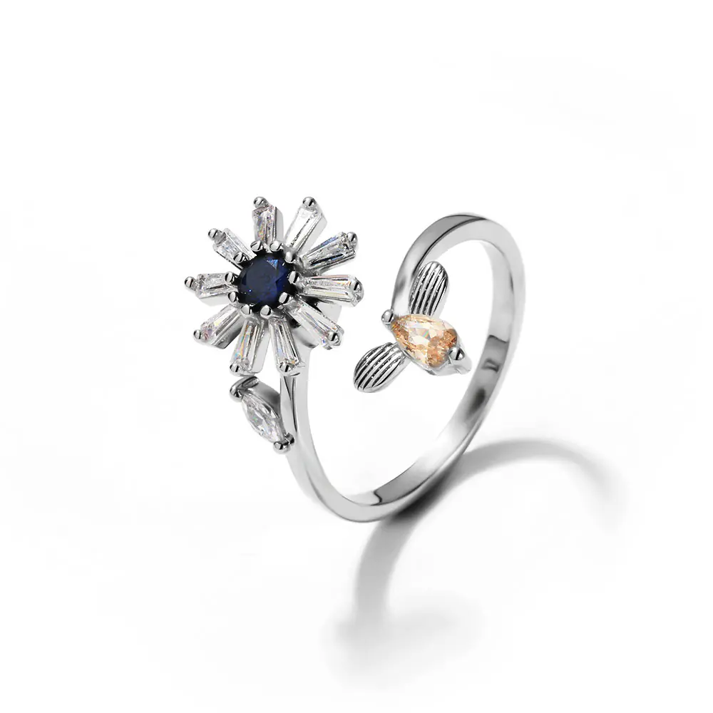 Fashion Sun Flower Dragonfly Adjustable Rotatable Rings Wholesale