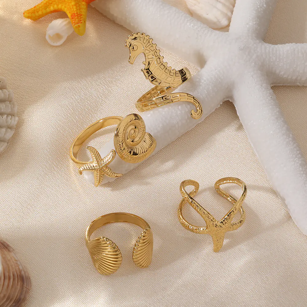 Classical Stanless Steel Shell Adjustable Ring Wholesale