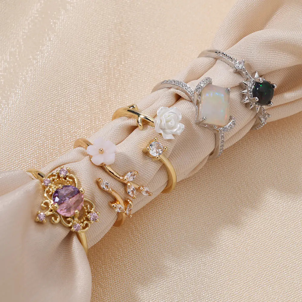 Retro Brass Iced Pink CZ Heart Adjustable Ring Wholesale