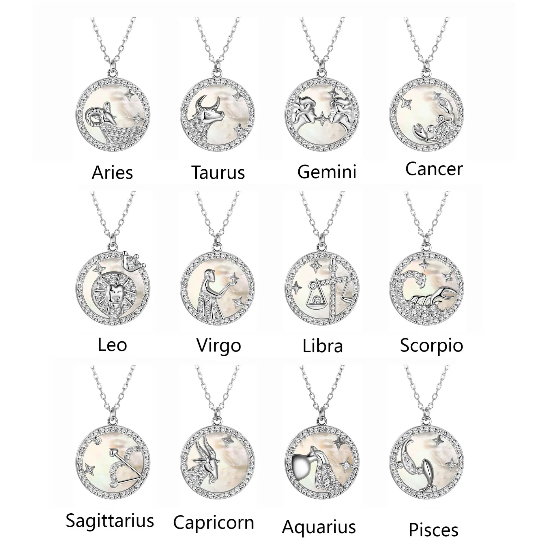 S925 White Mother of Pearl Zodiac Pendant Manufacturer