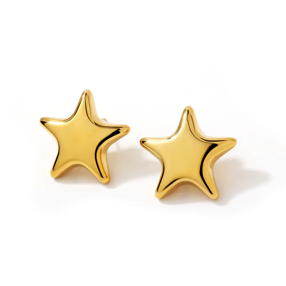 Fashionable Stainless Steel Five-Pointed Star Earrings OEM