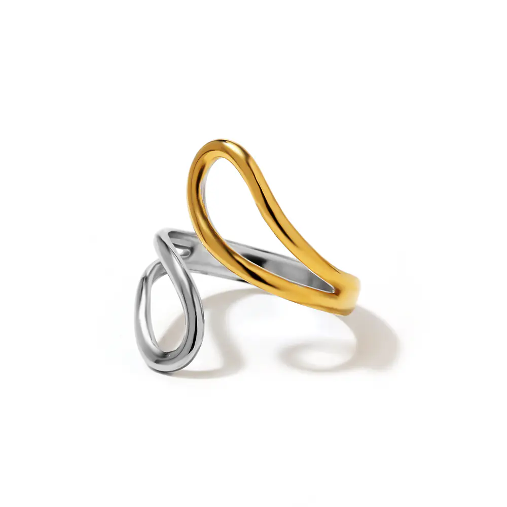 Stainless Steel Gold And White Gold Hoop Ring Wholesale