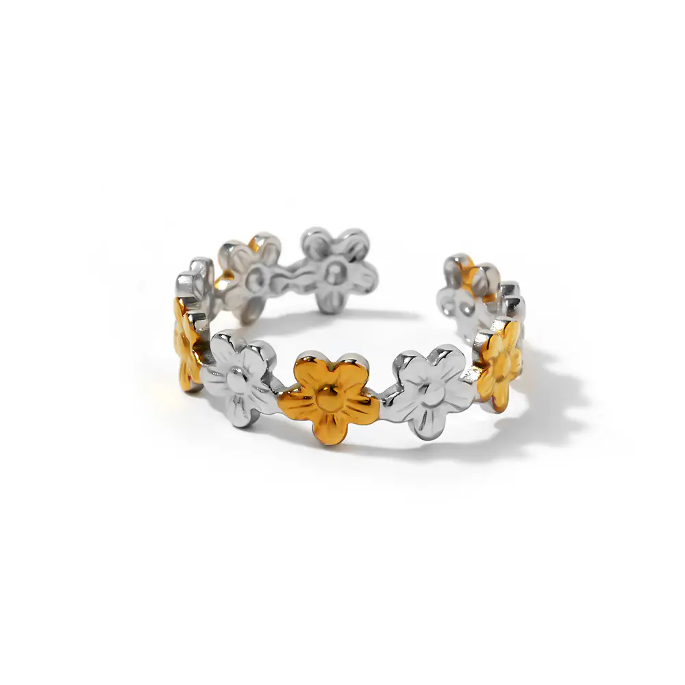 2025 Stainless Steel Flower Ring Adjustable Wholesale