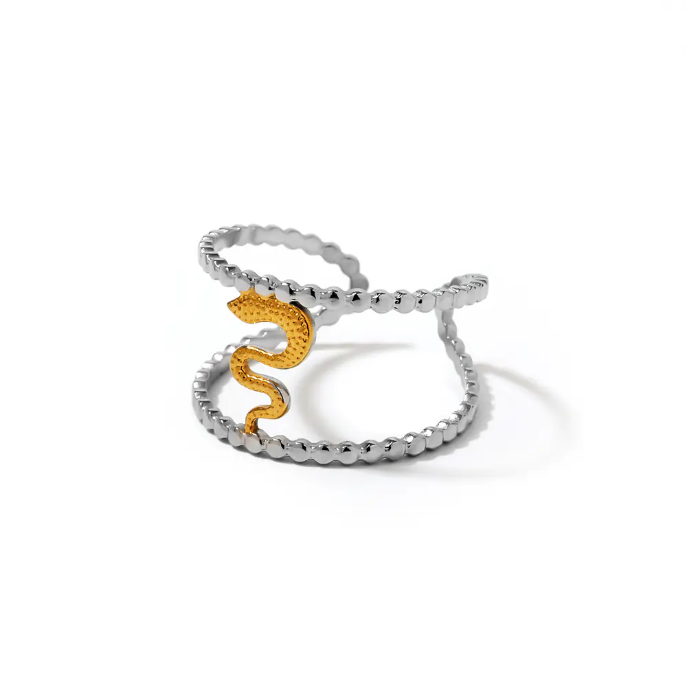 Stainless Steel Snake Two-tone Ring Adjustable Supplier