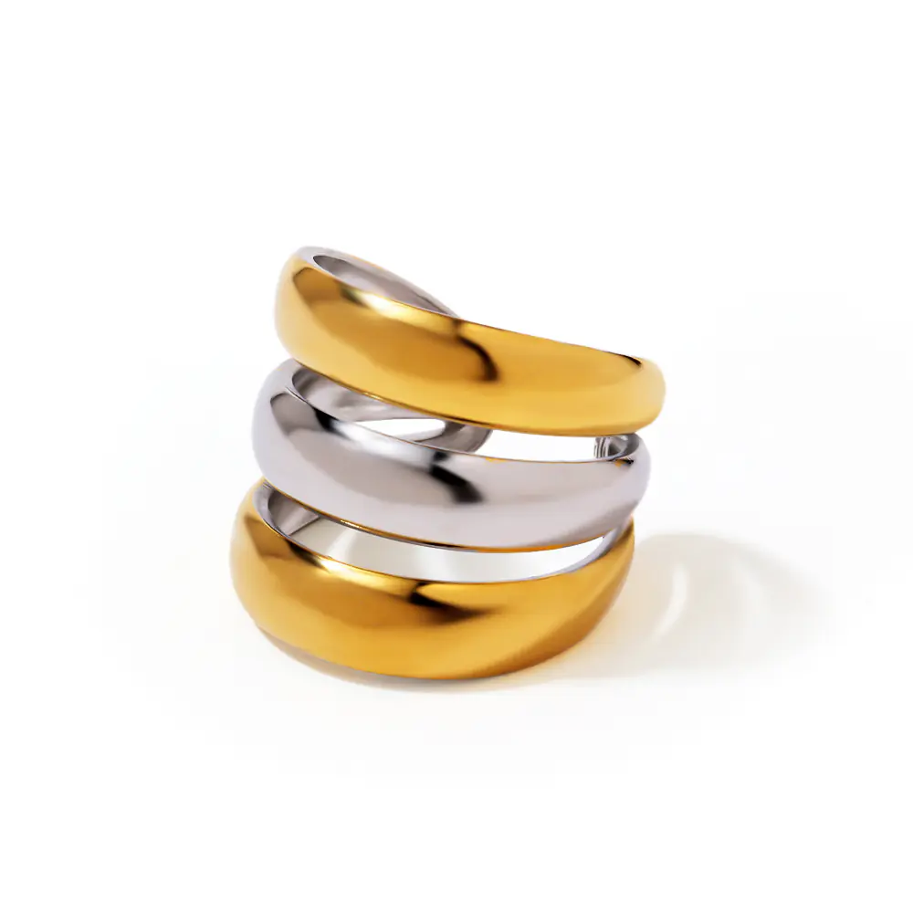 Adjustable Stainless steel three loop two-tone ring OEM