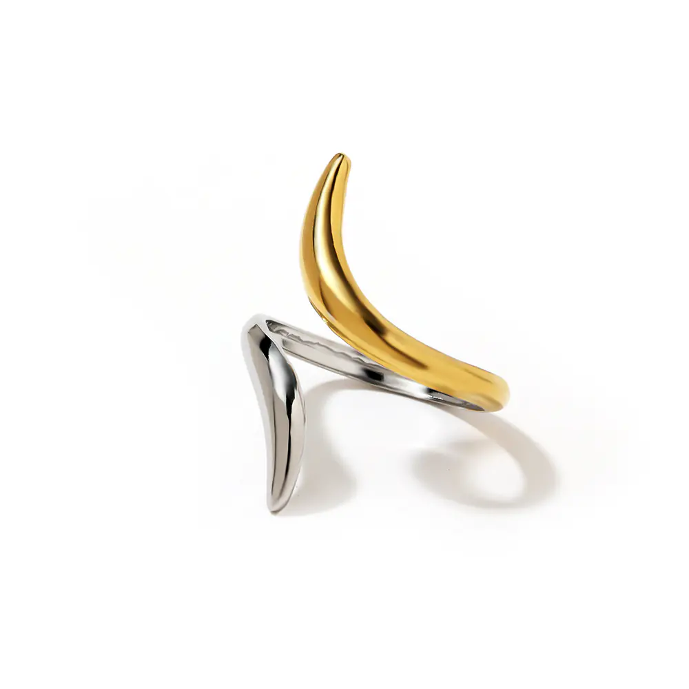 Stainless Steel Adjustable Two-tone Fishtail Ring OEM
