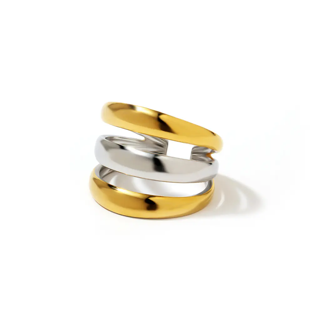 18k Stainless Steel Two-tone Adjustable Ring Wholesale