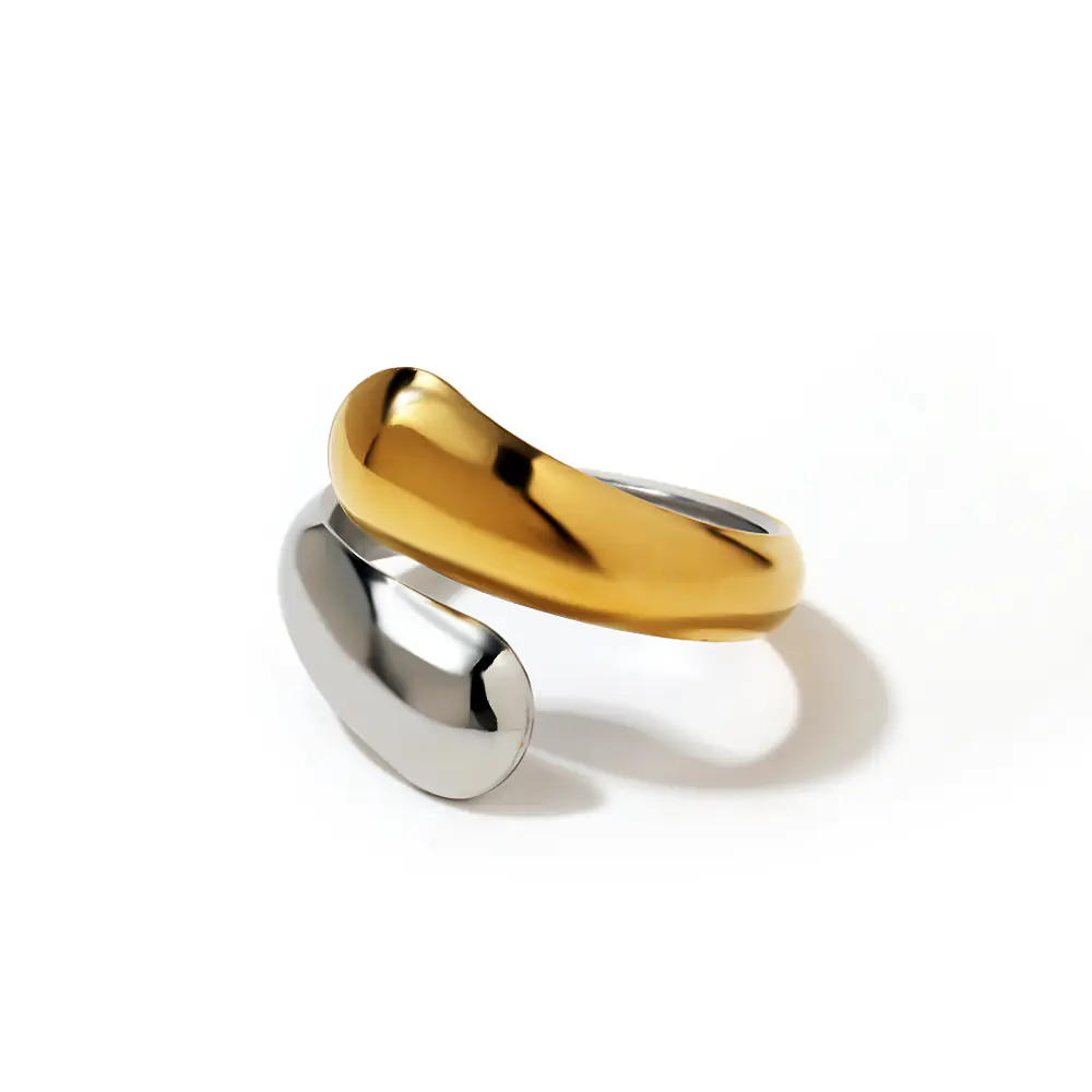 Fashion Stainless Steel Two-tone Opening Ring Wholesale