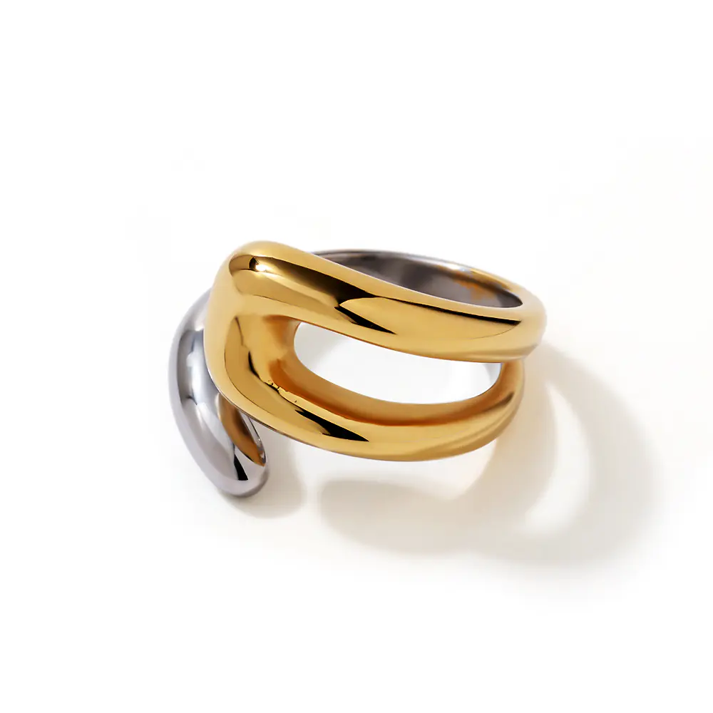 Stainless Steel Irregular Line Adjustable Ring Wholesale