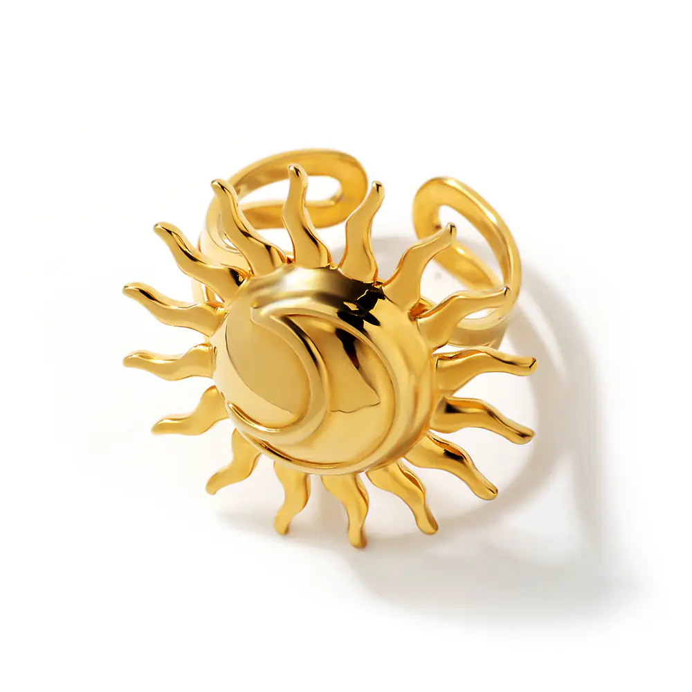 Stainless Steel Sun Flower Shape Irregular Ring Wholesale