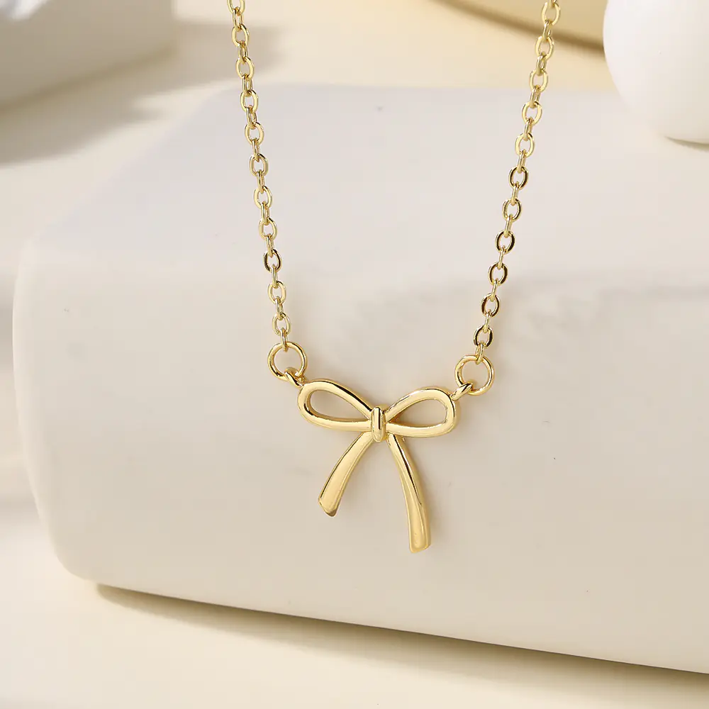 Stainless Steel Butterfly Bow Knot Pendant Necklace Factory