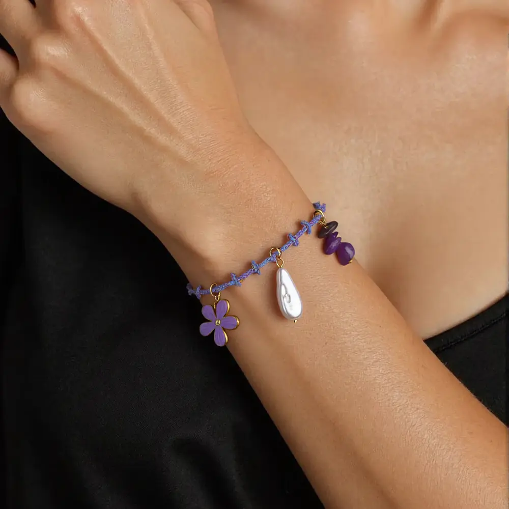 Colorful Braided Shell Charm Bracelet Adjustable Wholesale