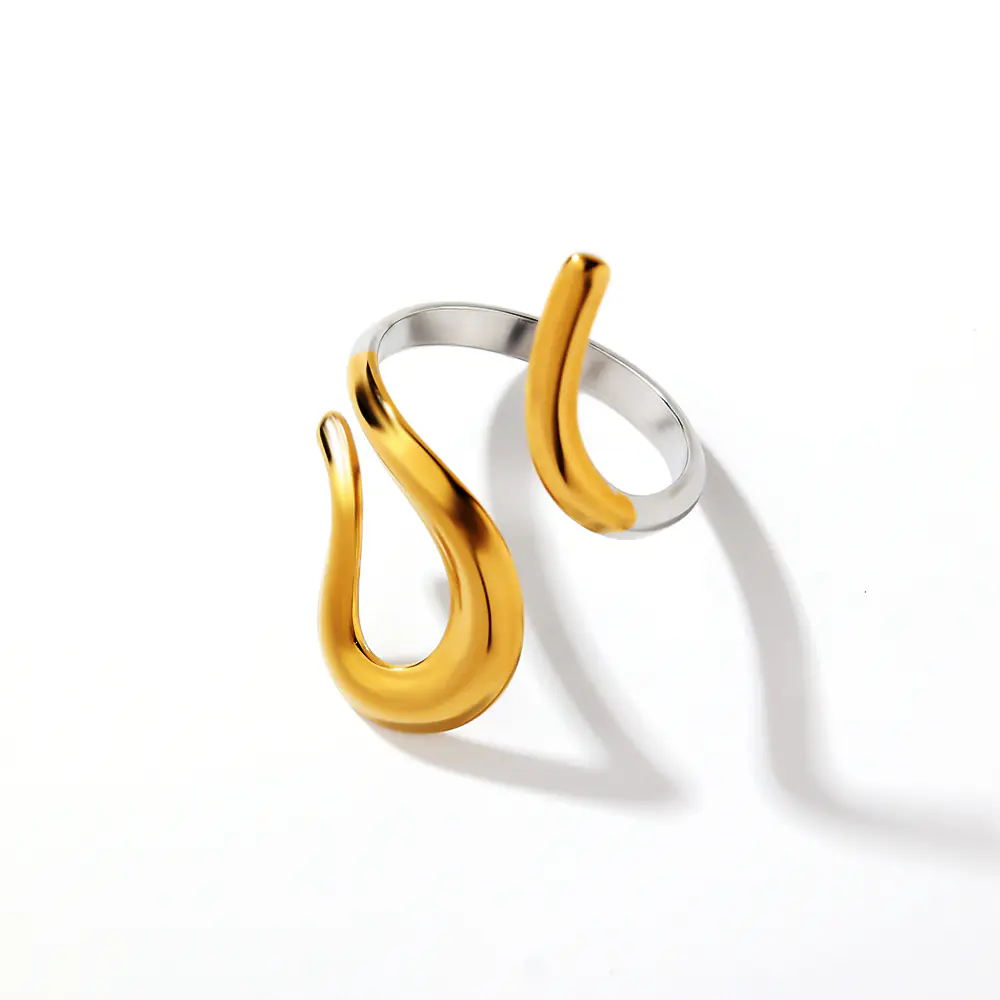 Classical Two-tone Stainless Steel Snake Open Ring OEM