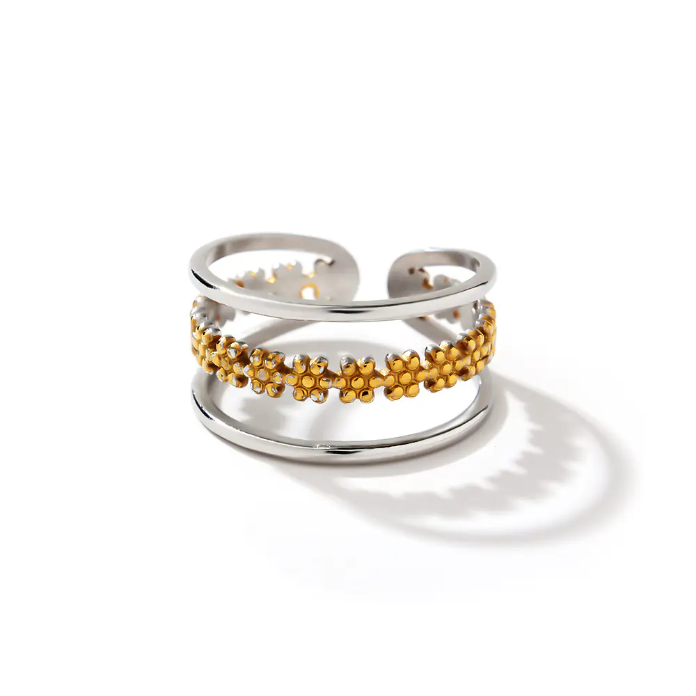 316L Stainless Steel Three-row Hollow Flower Ring ODM