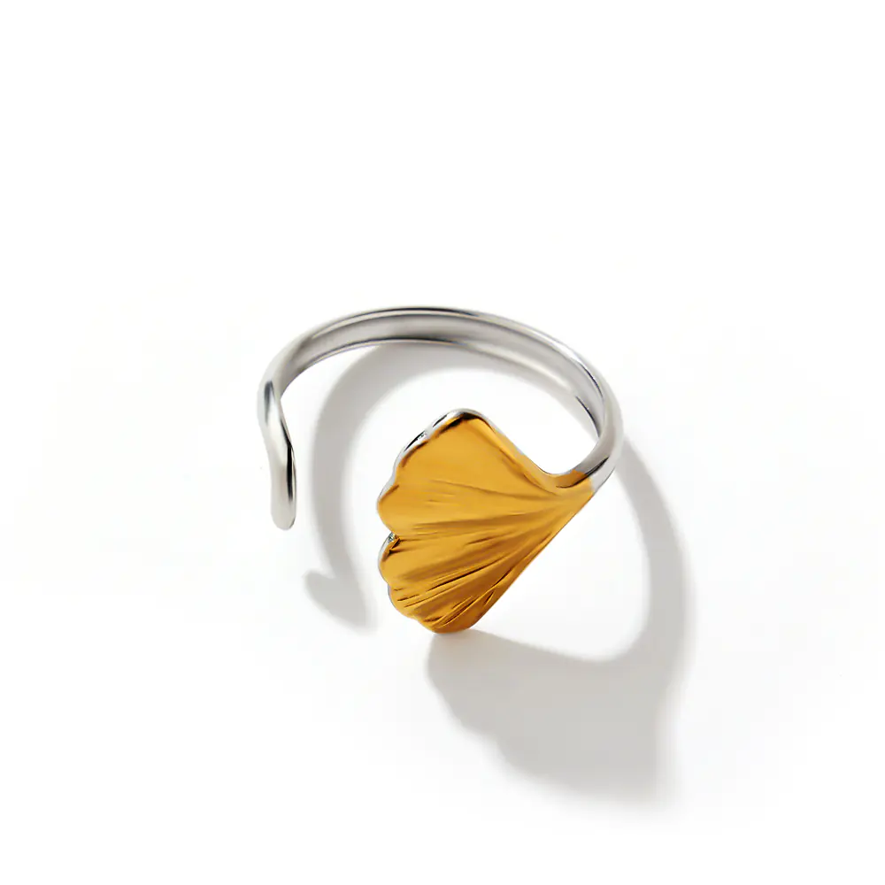 Two-tone Shell Stainless Steel Adjustable Ring Wholesale