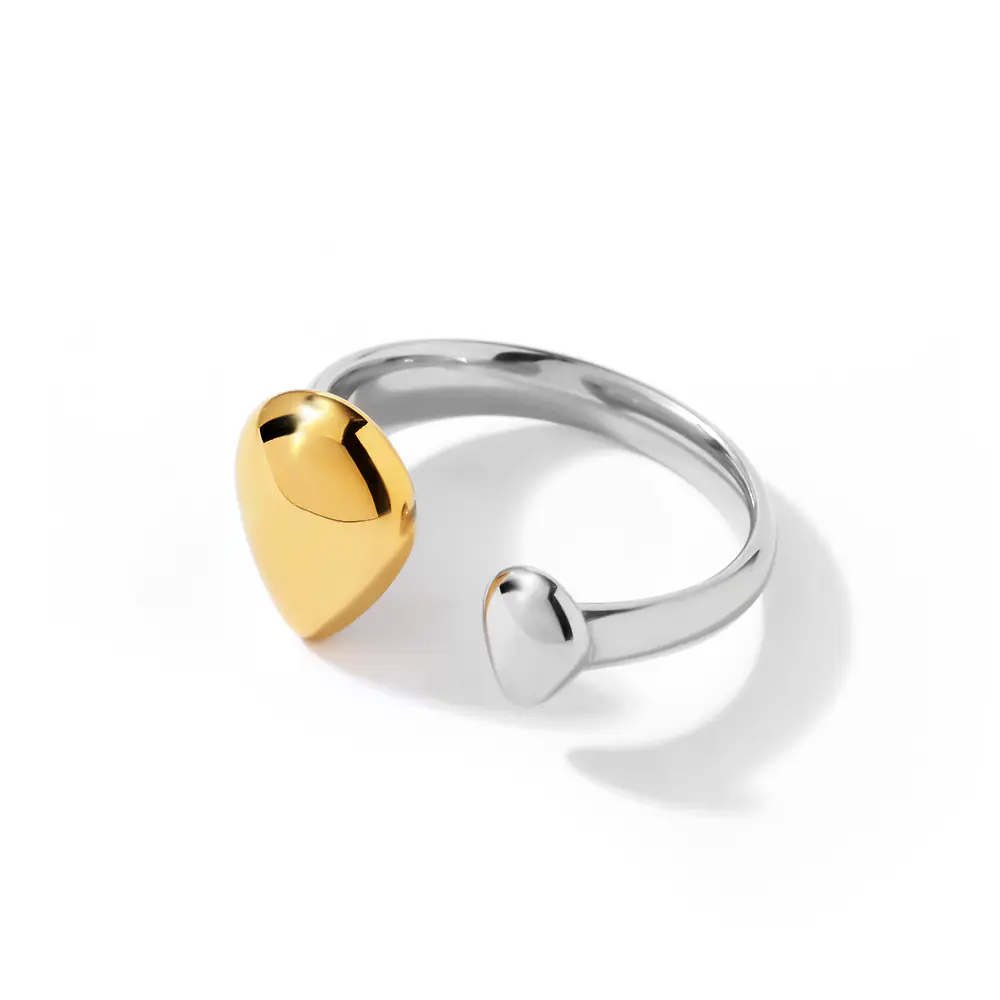 Stainless Steel Two-tone Irregular Adjustable Ring Wholesale
