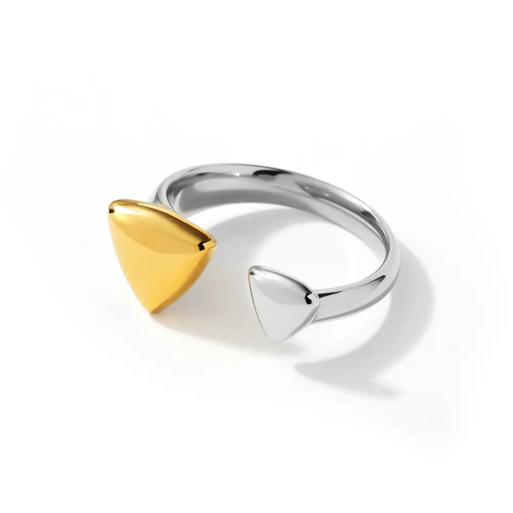 Stainless Steel Two-tone Irregular Adjustable Ring Wholesale