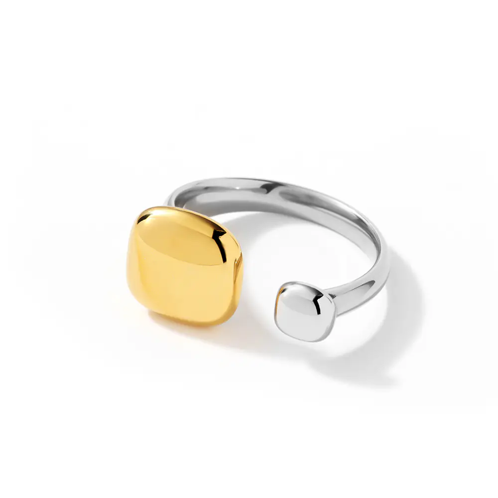 Stainless Steel Two-tone Irregular Adjustable Ring Wholesale