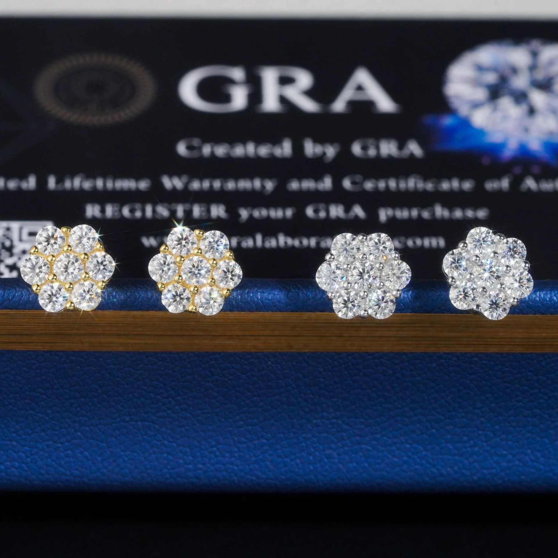 S925 Silver Moissanite Flower Stud Earrings