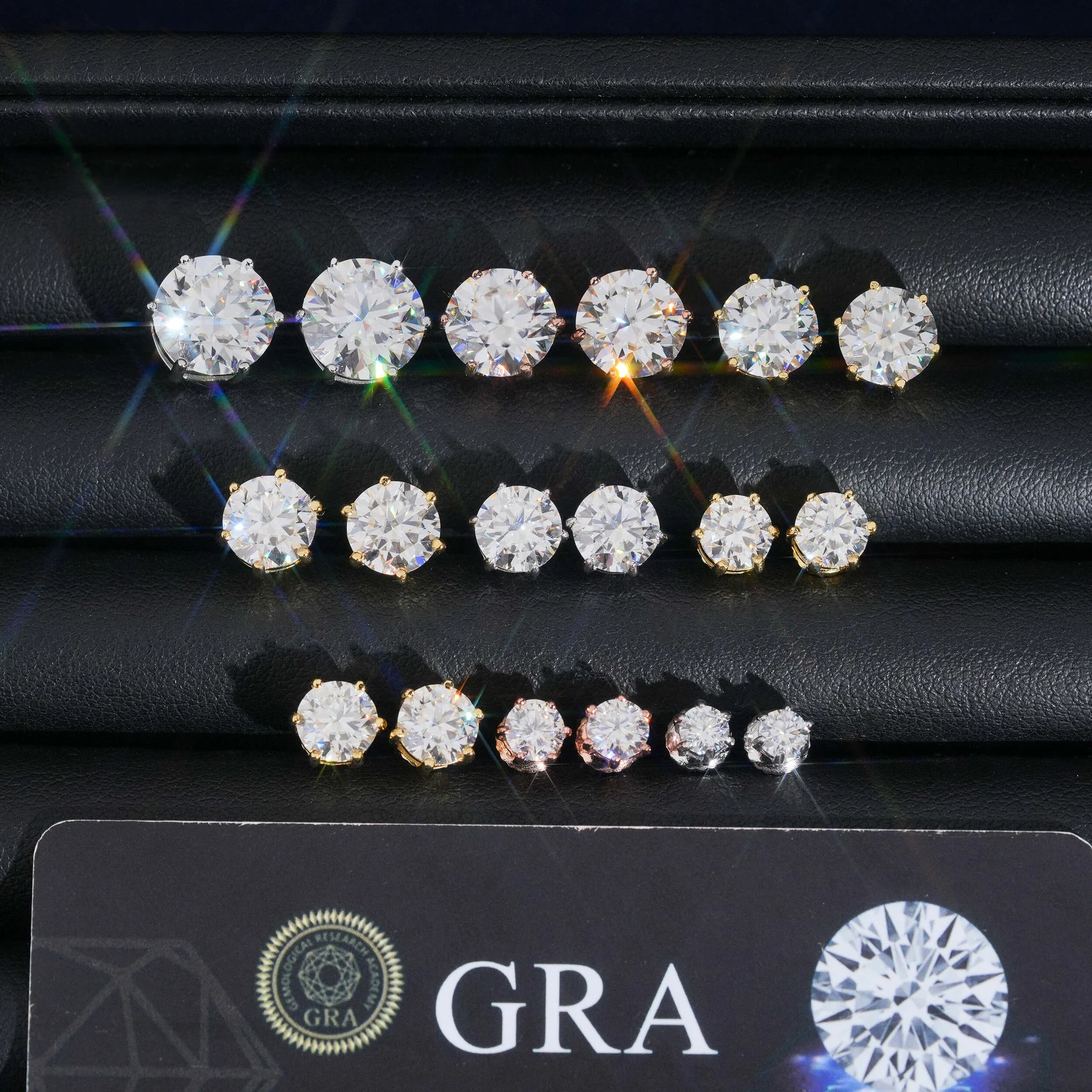 925 Sterling Silver Six‑Prong Round Moissanite Stud Earrings