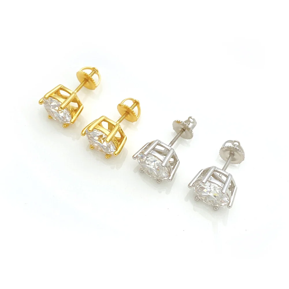 925 Sterling Silver Six‑Prong Round Moissanite Stud Earrings
